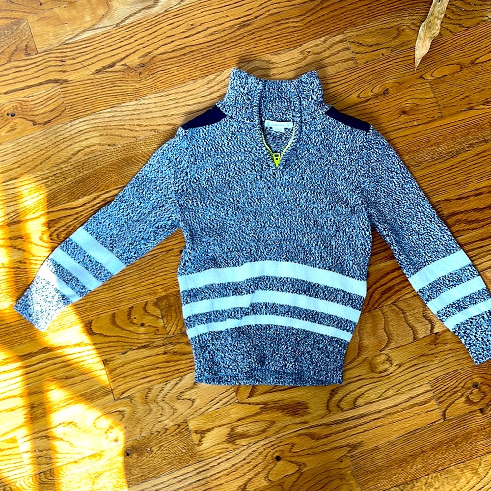 Jcrew boys 1/2 zip navy white lime green zipper 3T like new condition